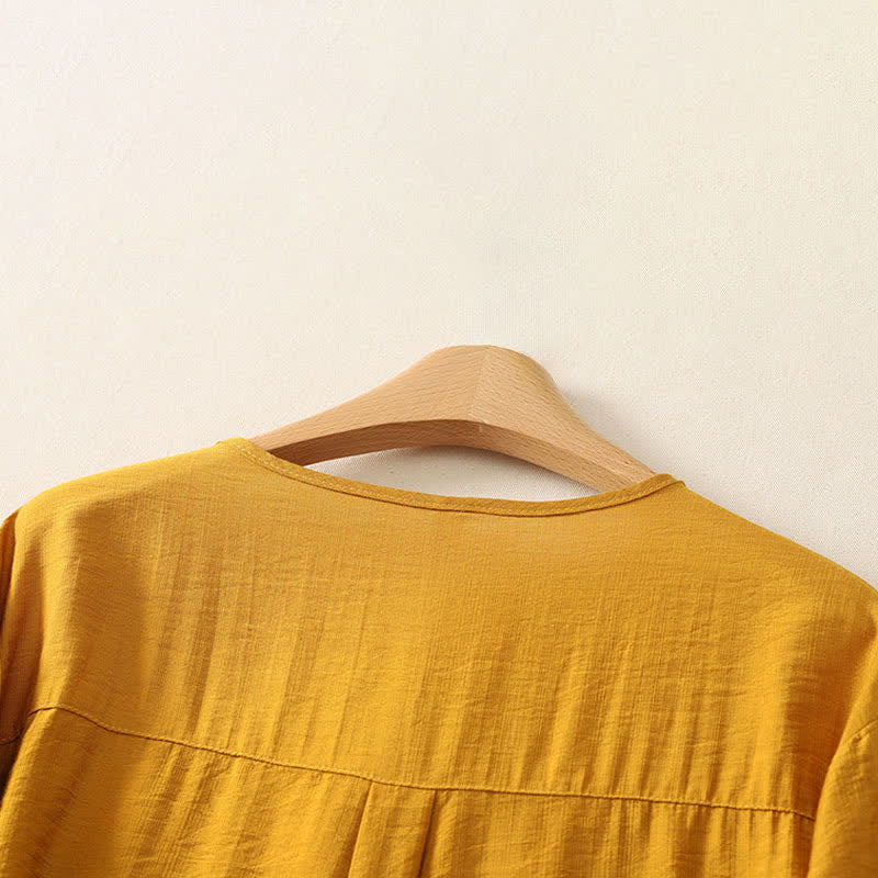 Buddha Stones Summer Casual Minimalist Button-Up Solid Women's Long Sleeve Shirts - image 3