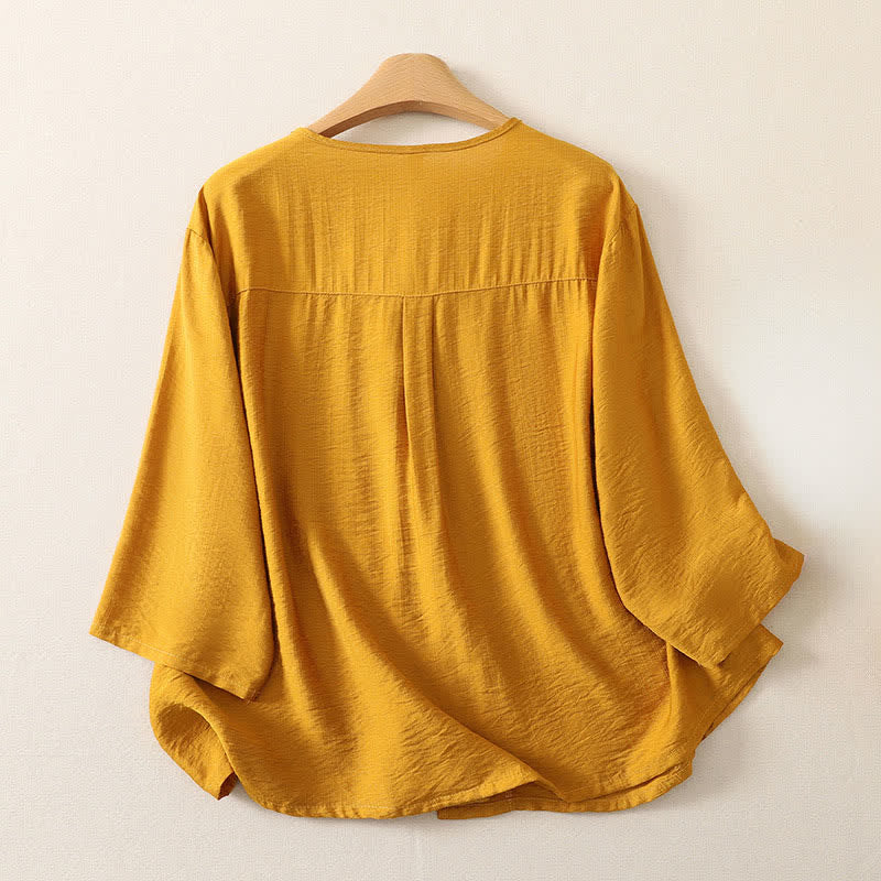 Buddha Stones Summer Casual Minimalist Button-Up Solid Women's Long Sleeve Shirts - image 1