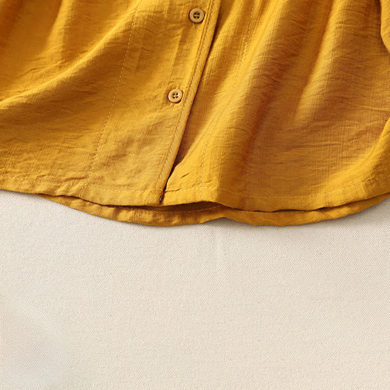 Buddha Stones Summer Casual Minimalist Button-Up Solid Women's Long Sleeve Shirts - image 6