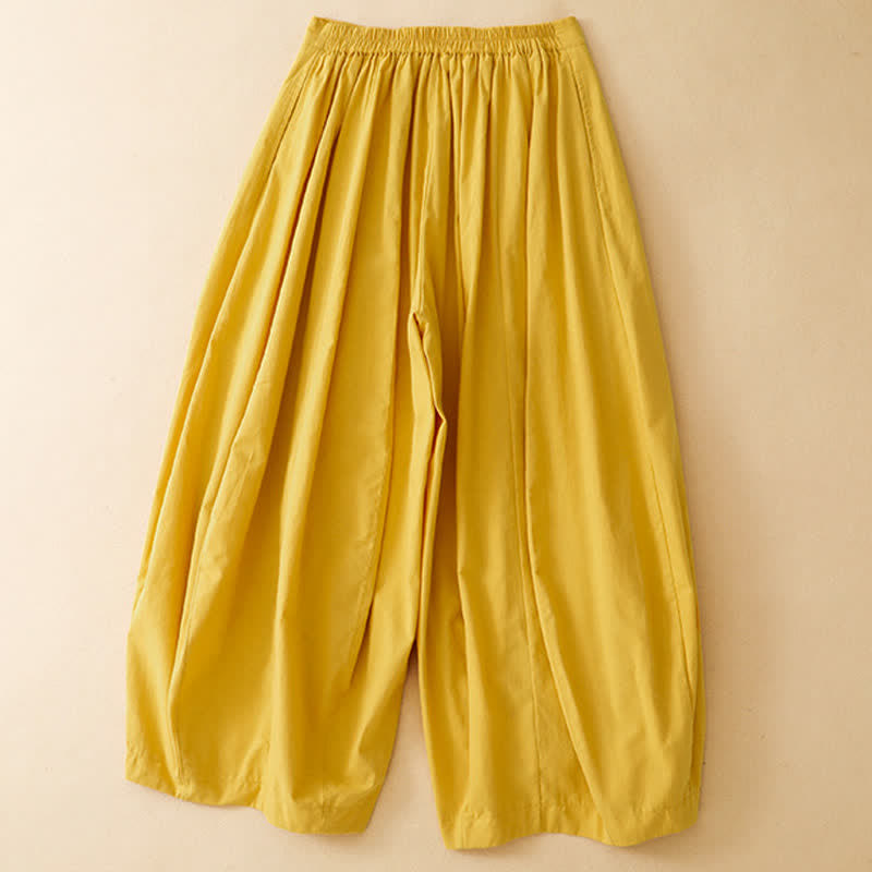 Buddha Stones Summer Casual Minimalist Solid Cropped Pants Women's Harem Pants With Pocket - image 6
