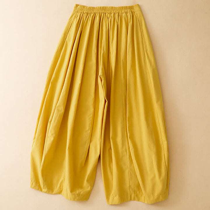 Buddha Stones Summer Casual Minimalist Solid Cropped Pants Women's Harem Pants With Pocket - image 6