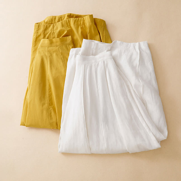 Buddha Stones Summer Casual Minimalist Solid Cropped Pants Women's Harem Pants With Pocket - image 23