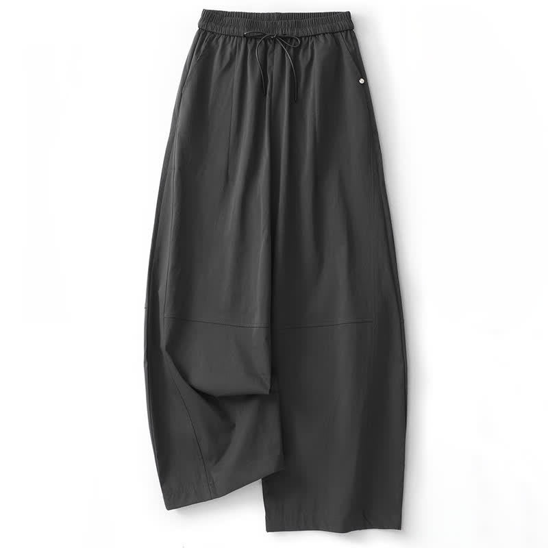 Buddha Stones Summer Casual Minimalist Drawstring Solid Cotton Ankle Pants Women's Harem Pants With Pocket - DimGray - US8-10, UK/AU12-14, EU40-42 (2XL) - image 0