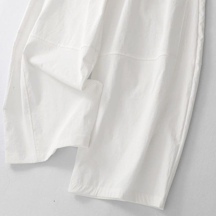 Buddha Stones Summer Casual Minimalist Drawstring Solid Cotton Ankle Pants Women's Harem Pants With Pocket - image 21