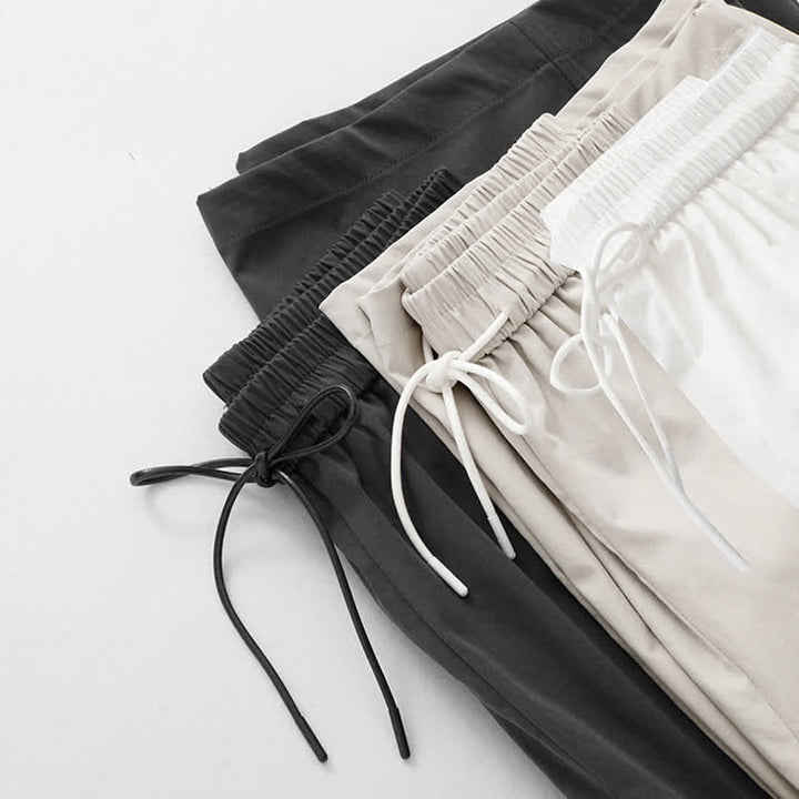 Buddha Stones Summer Casual Minimalist Drawstring Solid Cotton Ankle Pants Women's Harem Pants With Pocket - image 25