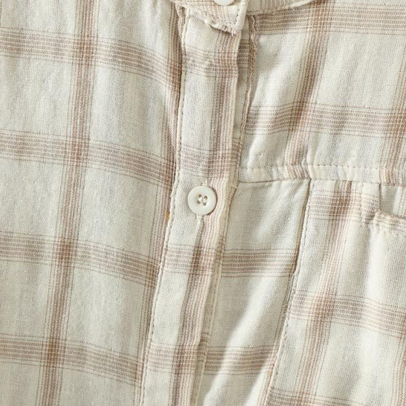 Buddha Stones Summer Casual Vintage Plaid Women's Short Sleeve Shirts With Patch Pocket - image 24