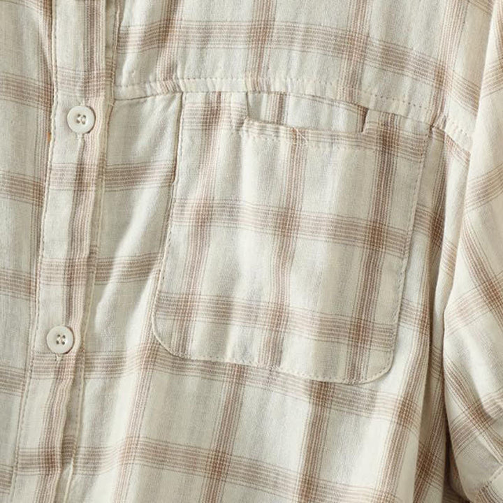 Buddha Stones Summer Casual Vintage Plaid Women's Short Sleeve Shirts With Patch Pocket - image 23