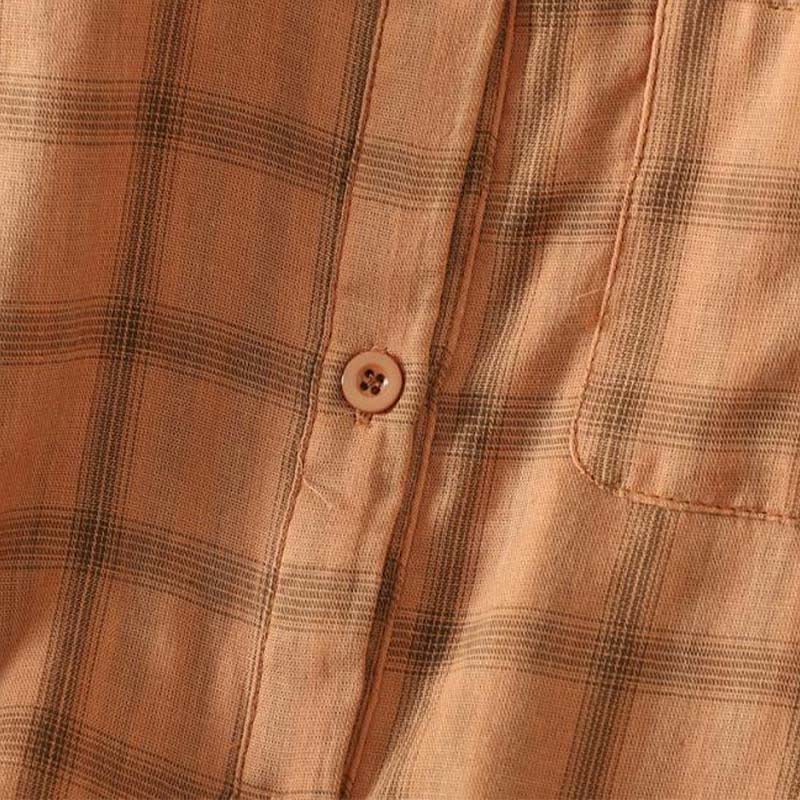Buddha Stones Summer Casual Vintage Plaid Women's Short Sleeve Shirts With Patch Pocket - image 16