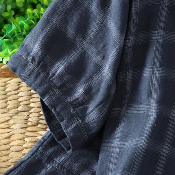 Buddha Stones Summer Casual Vintage Plaid Women's Short Sleeve Shirts With Patch Pocket - image 11