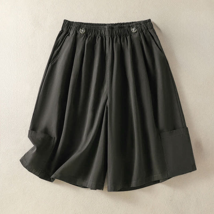 Buddha Stones Summer Casual Minimalist Solid Women's Shorts With Pocket - Gray - US8-10, UK/AU12-14, EU40-42 (2XL) - image 13