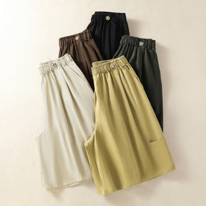 Buddha Stones Summer Casual Minimalist Solid Women's Shorts With Pocket - image 19