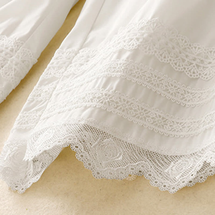 Buddha Stones Summer Elegant Casual Drawstring Solid Lace-trimmed Hem Ankle Pants Women's Wide Leg Pants - image 14