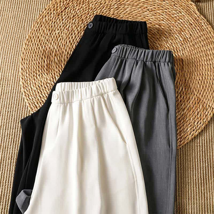 Buddha Stones Summer Casual Minimalist Solid Cropped Pants Women's Harem Pants With Pocket - image 24