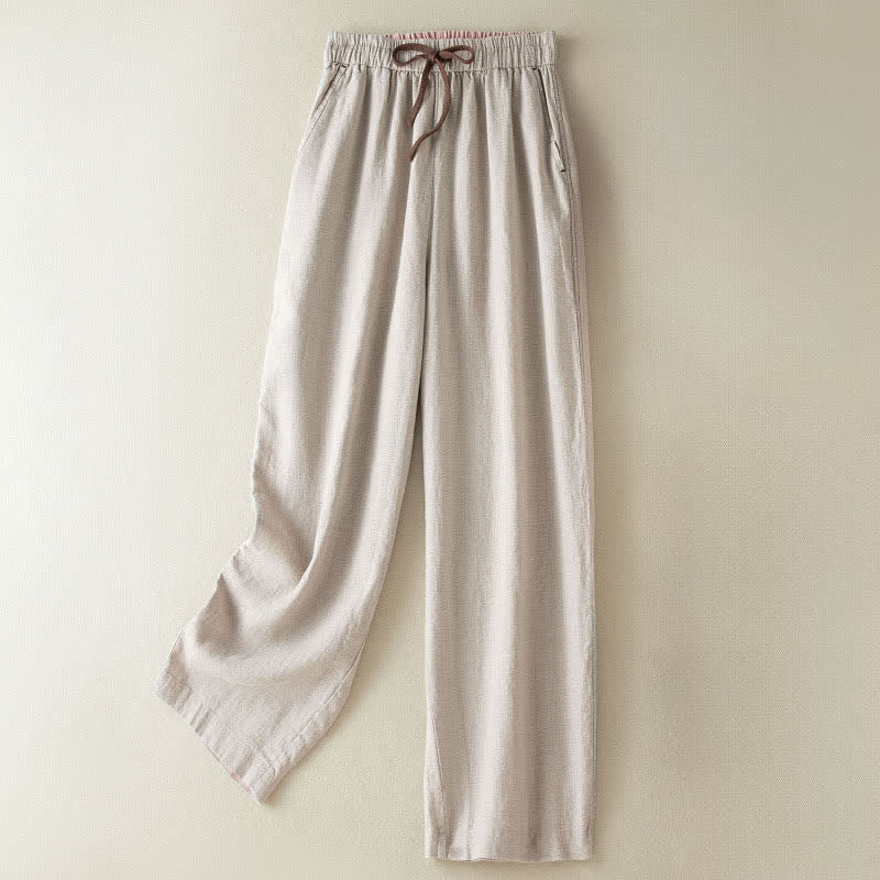 Buddha Stones Summer Casual Minimalist Drawstring Solid Ankle Pants Women's Harem Pants With Pocket - Beige - US8-10, UK/AU12-14, EU40-42 (2XL) - image 0