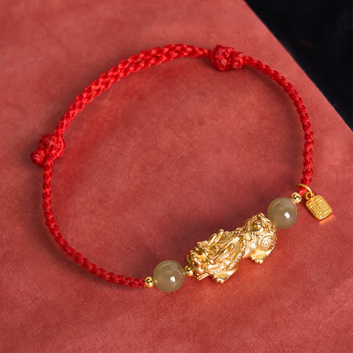 Buddha Stones Copper Pi Xiu Fu Character Luck Red String Bracelet - image 10