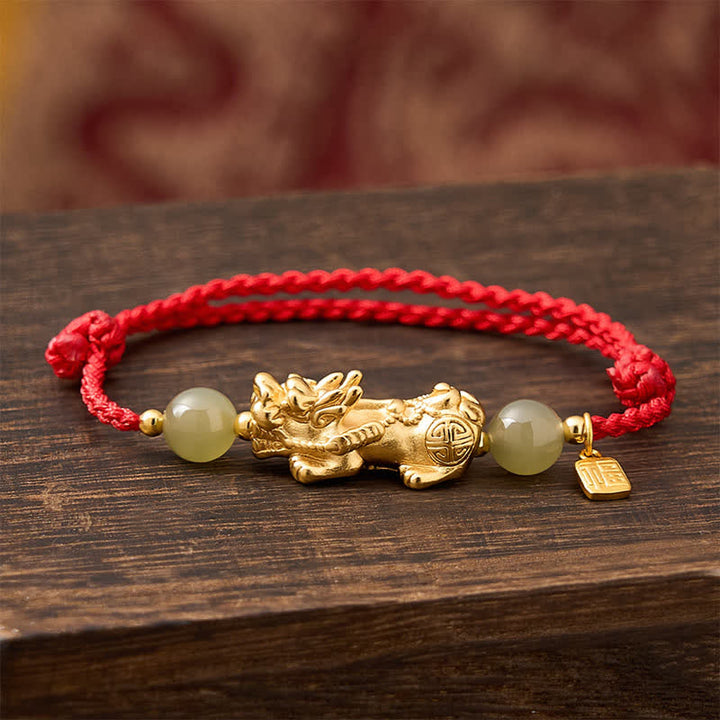 Buddha Stones Copper Pi Xiu Fu Character Luck Red String Bracelet - image 3