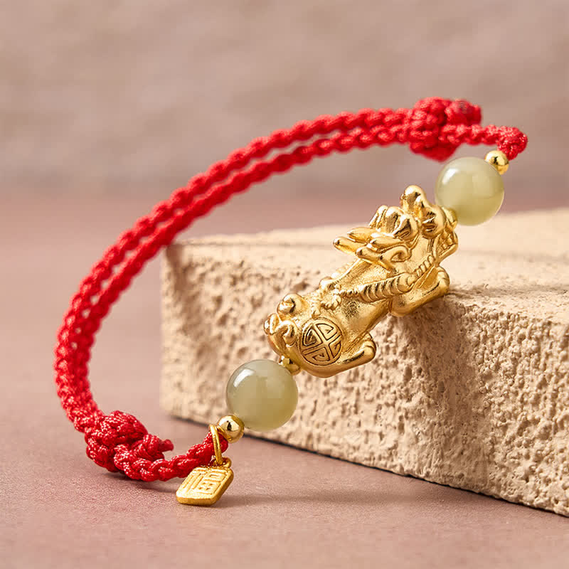 Buddha Stones Copper Pi Xiu Fu Character Luck Red String Bracelet - image 11