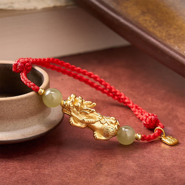 Buddha Stones Copper Pi Xiu Fu Character Luck Red String Bracelet - image 2