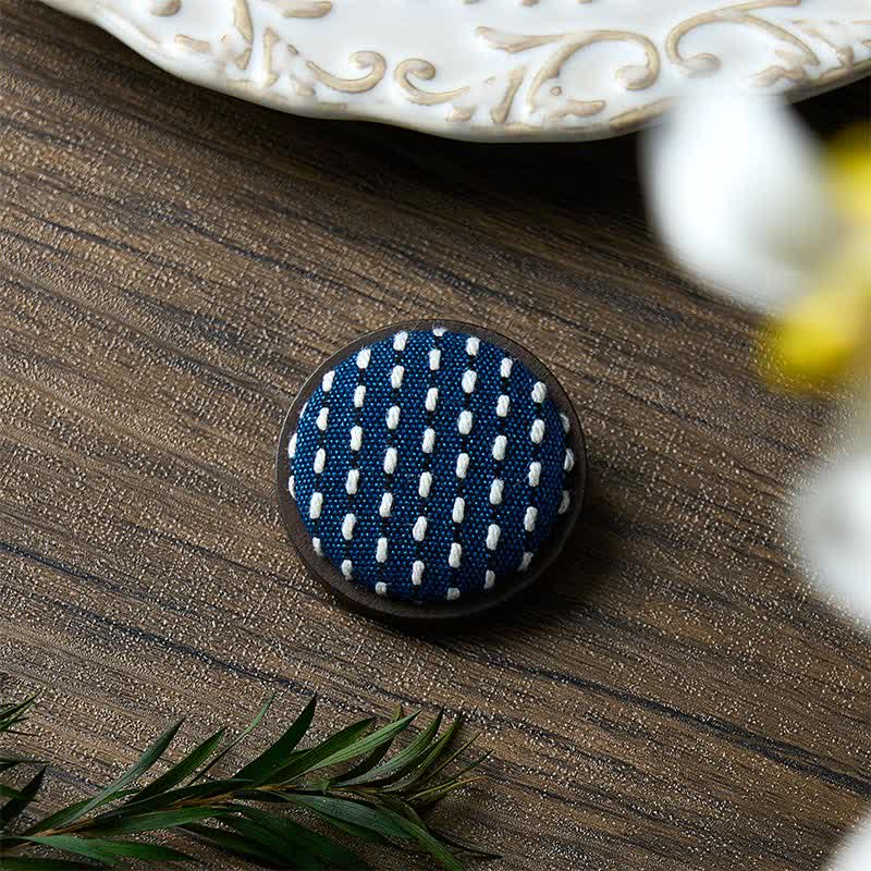 Buddha Stones Handmade Fabric Flower Grounding Round Brooch - image 19