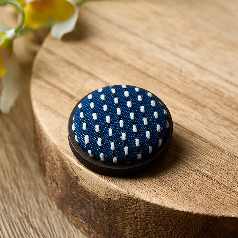 Buddha Stones Handmade Fabric Flower Grounding Round Brooch - image 20
