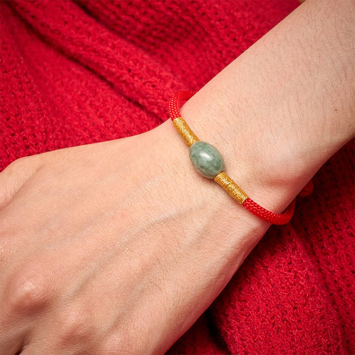 Buddha Stones Jade Bead Red String Protection Bracelet - image 3