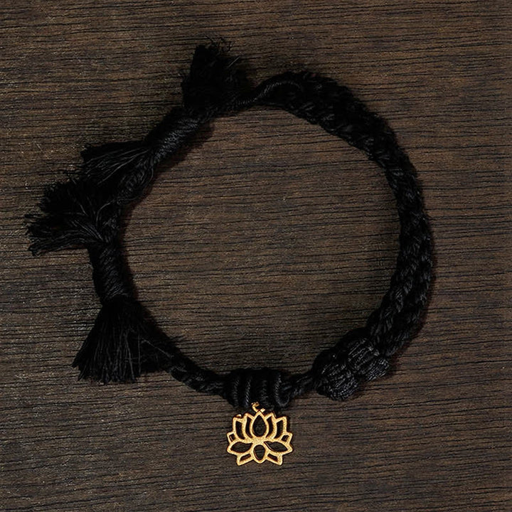 Buddha Stones Copper Lotus Red String New beginning Bracelet - Black String(Wrist Circumference: 14–17 cm) - LOTUS - image 15
