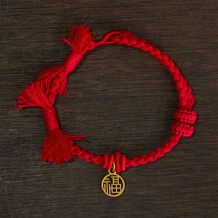 Buddha Stones Copper Lotus Red String New beginning Bracelet - Red String(Wrist Circumference: 14–17 cm) - FU CHARACTER - image 13