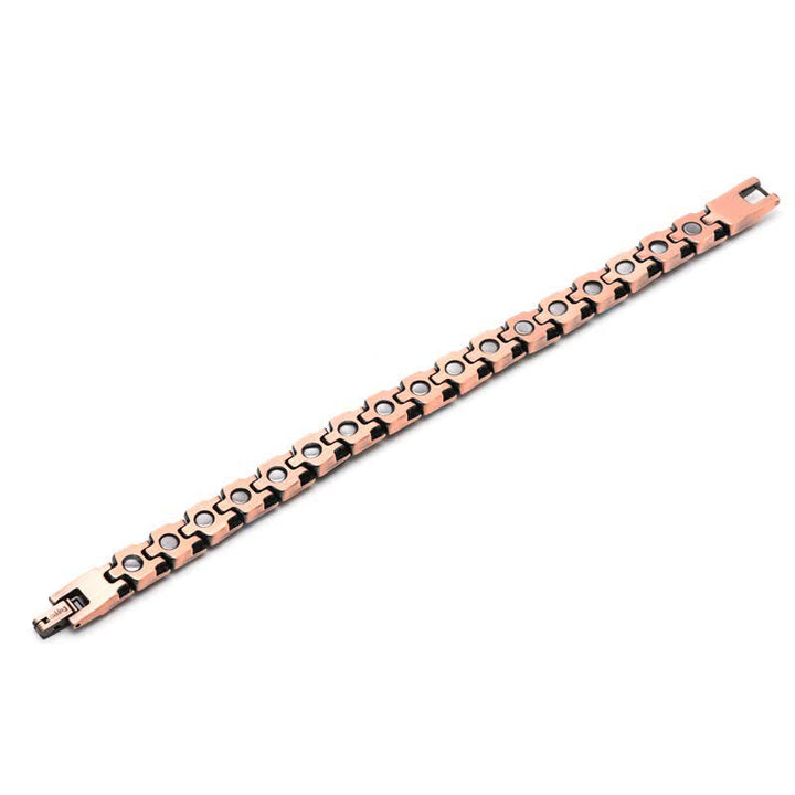 Buddha Stones Vintage Copper Inlaid Turquoise Balance Magnetic Bracelet - image 7