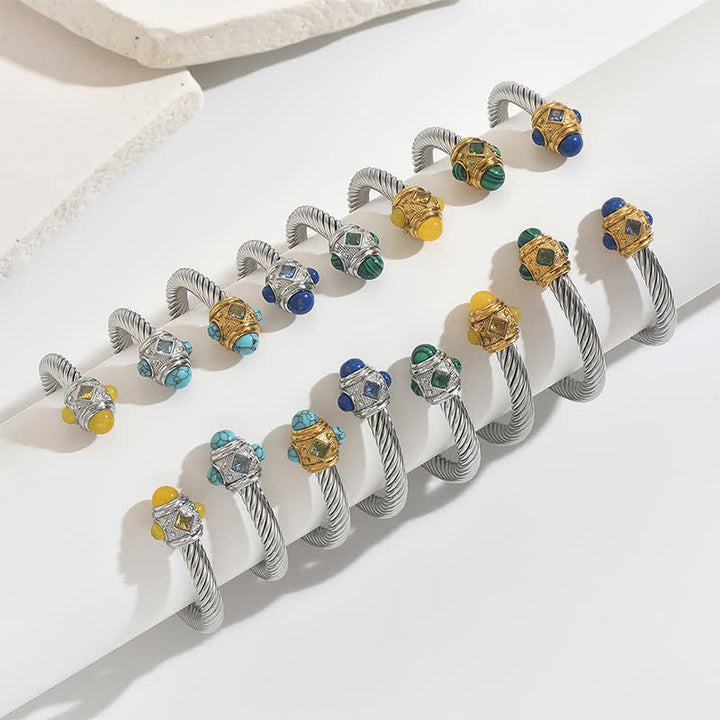 Buddha Stones Stainless Steel Spiral Energy Two Tone Cuff Bracelet - image 3