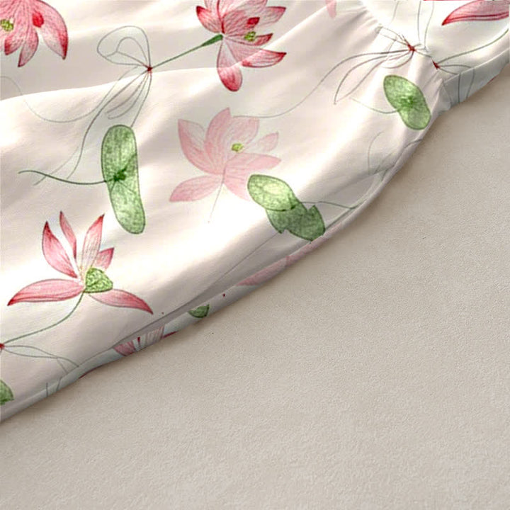 Buddha Stones Summer Casual Lotus Leaves Pattern Women's Summer Sleeveless Midi Dress With Pockets - image 2