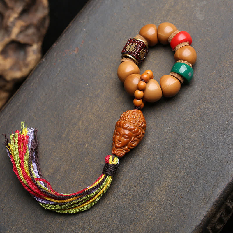 Buddha Stones Bodhi Seed Avalokiteshvara Fu Character Peace Tibetan Colorful Tassel Tactile Meditation Beads Decorations - image 1