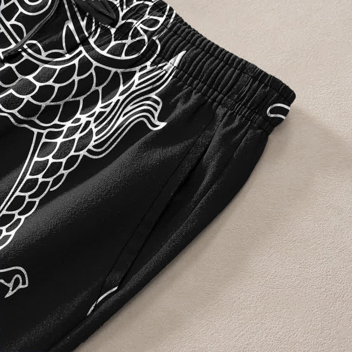 Buddha Stones Cotton Oriental Dragon Cloud Pattern Men's Tapered Pants With Pockets - image 2