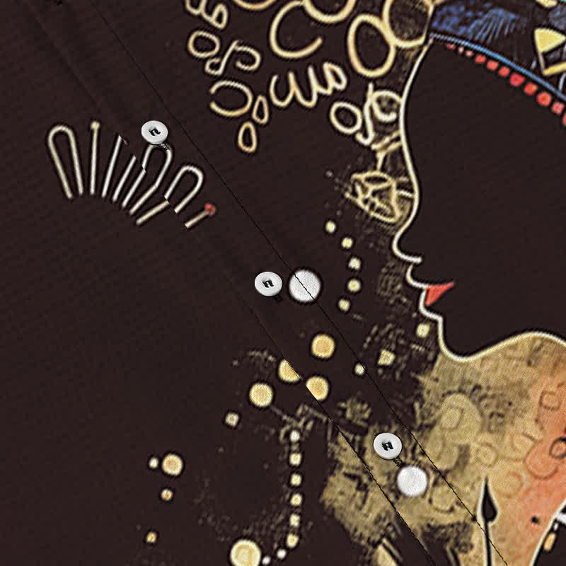 Buddha Stones Tribal Woman Silhouette Pattern Buttons Breathable Men's Short Sleeve Shirt - image 8