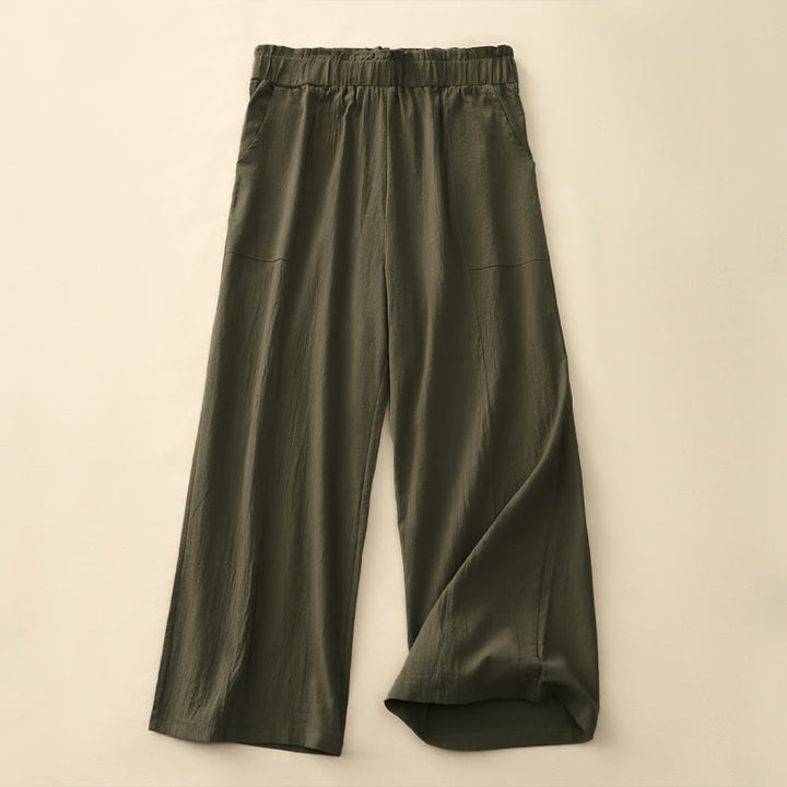 Buddha Stones Spring Summer Casual Minimalist Solid Drawstring Long Pants Women's Straight Leg Pants With Pockets - OliveDrab - US12，UK/AU16，EU44 (2XL) - image 15