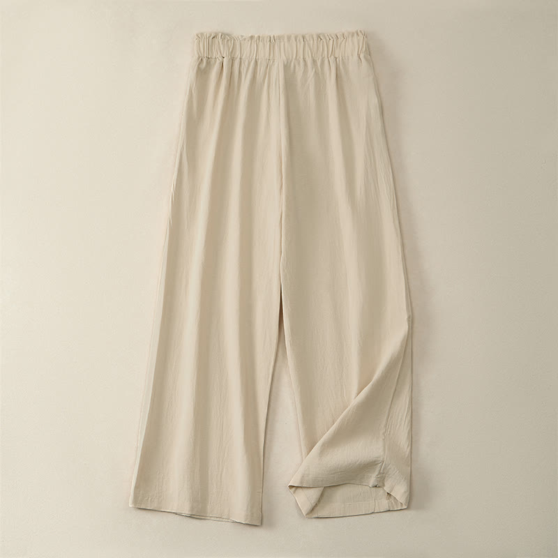 Buddha Stones Spring Summer Casual Minimalist Solid Drawstring Long Pants Women's Straight Leg Pants With Pockets - image 1