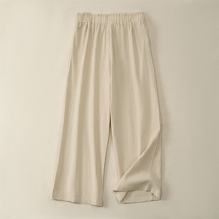 Buddha Stones Spring Summer Casual Minimalist Solid Drawstring Long Pants Women's Straight Leg Pants With Pockets - image 1