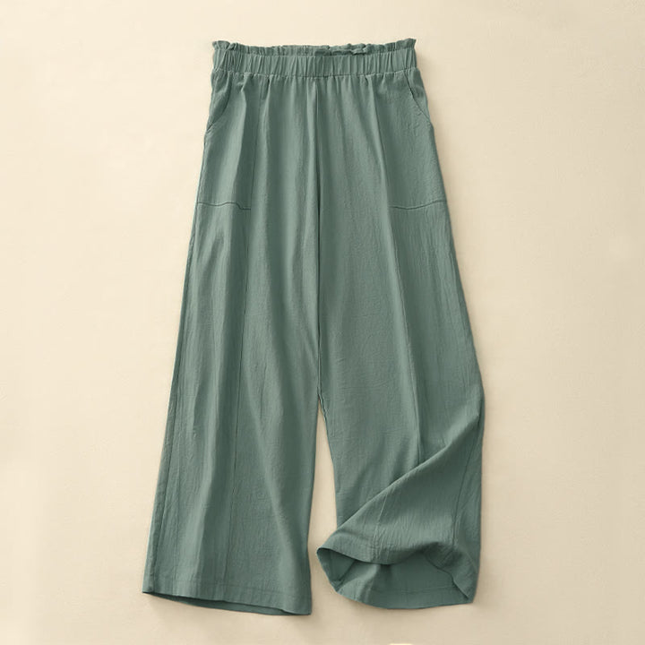 Buddha Stones Spring Summer Casual Minimalist Solid Drawstring Long Pants Women's Straight Leg Pants With Pockets - CadetBlue - US12，UK/AU16，EU44 (2XL) - image 7