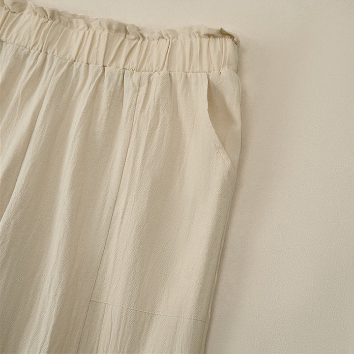 Buddha Stones Spring Summer Casual Minimalist Solid Drawstring Long Pants Women's Straight Leg Pants With Pockets - image 4