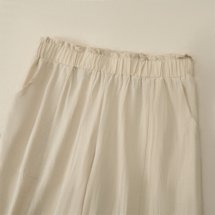 Buddha Stones Spring Summer Casual Minimalist Solid Drawstring Long Pants Women's Straight Leg Pants With Pockets - image 2