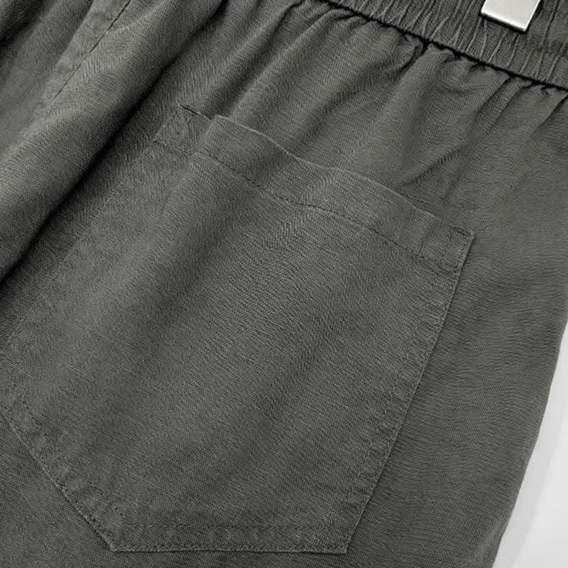Buddha Stones Summer Casual Minimalist Drawstring Solid Men's Shorts With Pockets - image 6