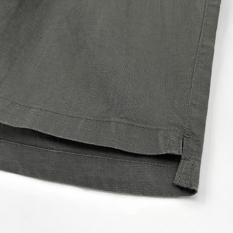 Buddha Stones Summer Casual Minimalist Drawstring Solid Men's Shorts With Pockets - image 7