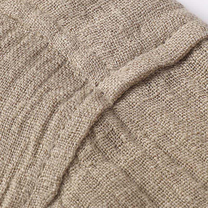 Buddha Stones Summer Casual Tang Style Mandarin Collar Solid Linen Men's Short Sleeve Shirts - image 7