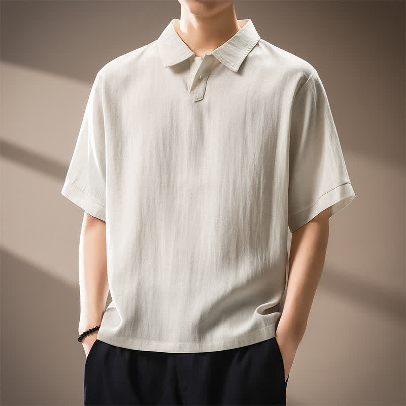 Buddha Stones Summer Casual Minimalist Button Up Solid Men's Short Sleeve Shirts - image 4