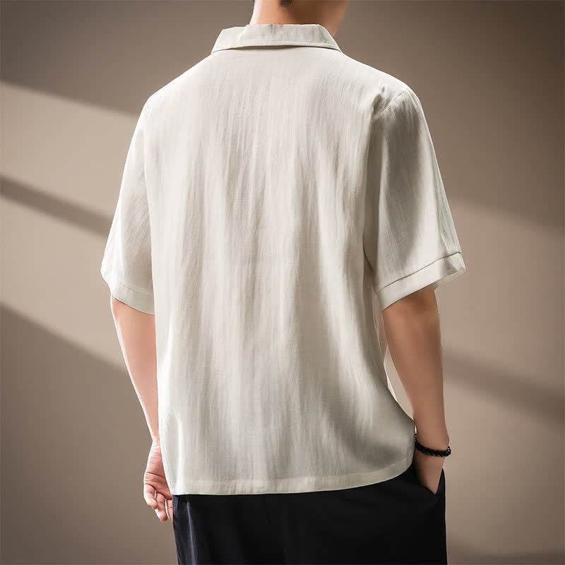 Buddha Stones Summer Casual Minimalist Button Up Solid Men's Short Sleeve Shirts - image 3