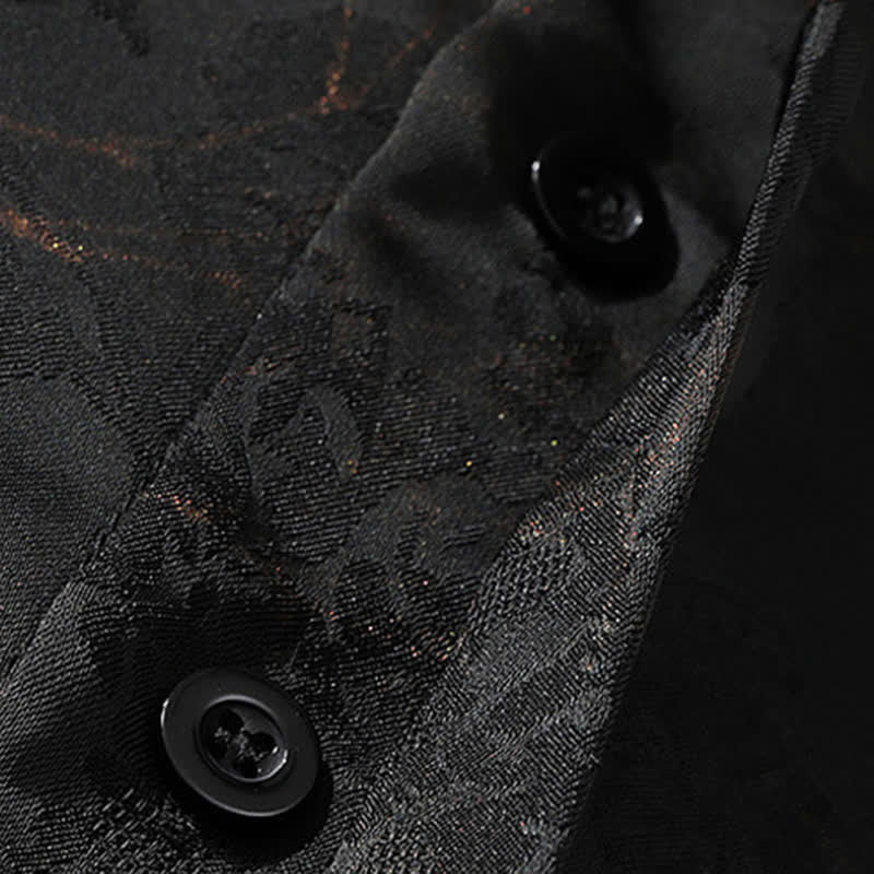 Buddha Stones Spring Summer Tang Style Casual Mandarin Collar Bamboo Butterfly Men's Short Sleeve Shirts - image 7