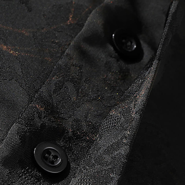Buddha Stones Spring Summer Tang Style Casual Mandarin Collar Bamboo Butterfly Men's Short Sleeve Shirts - image 7
