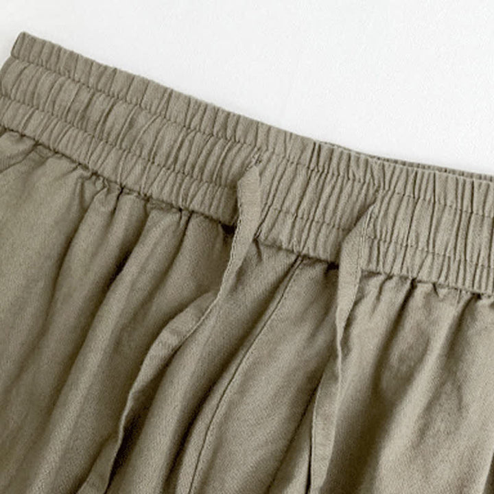 Buddha Stones Summer Casual Vintage Drawstring Solid Men's Harem Pants With Pockets - image 7