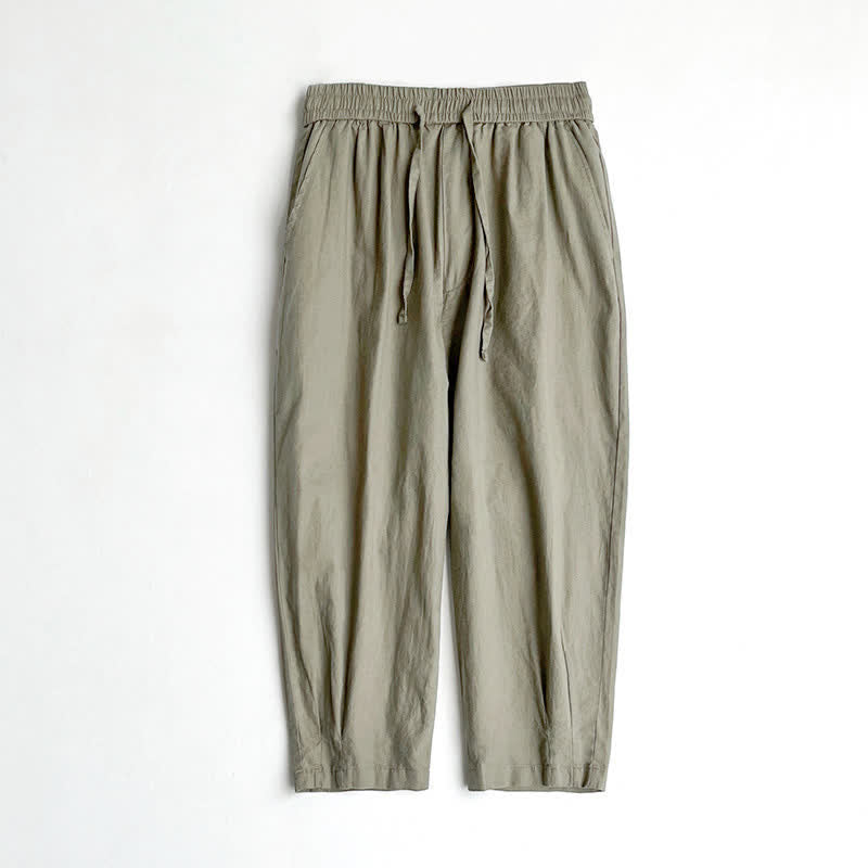 Buddha Stones Summer Casual Vintage Drawstring Solid Men's Harem Pants With Pockets - image 6