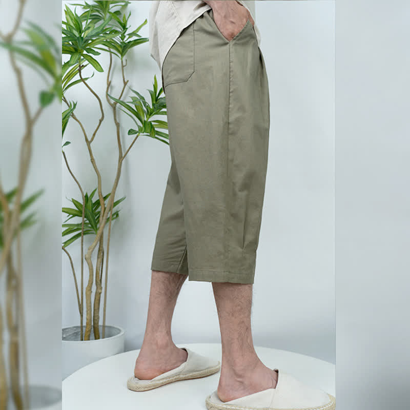 Buddha Stones Summer Casual Vintage Drawstring Solid Men's Harem Pants With Pockets - image 3