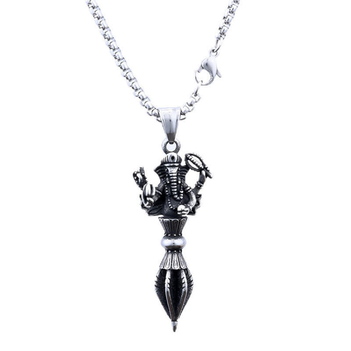 Buddha Stones Stainless Steel Ganesh Vajra Spiritual Power Pendant Necklace - image 4